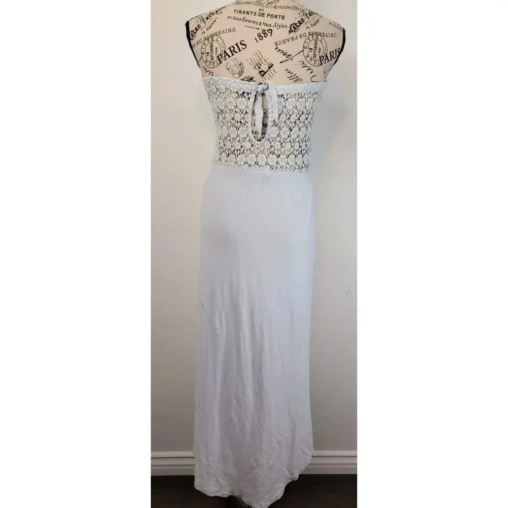 Abercrombie & Fitch Dress XS Asymmetric High Low Crochet Blue Cottage Bohemian